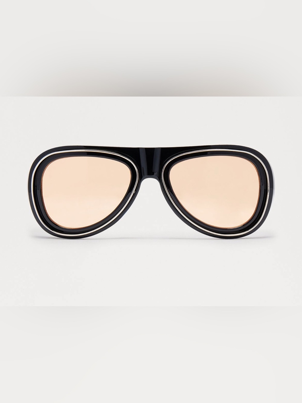 Classic Black Frame Sunglasses with Peach Tinted Lenses